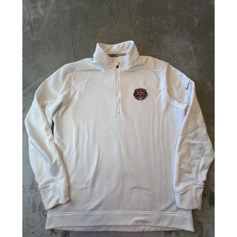 Nike Golf Pullover Mens Large White LSU National Champions 2019 1/4 Zip AR2600